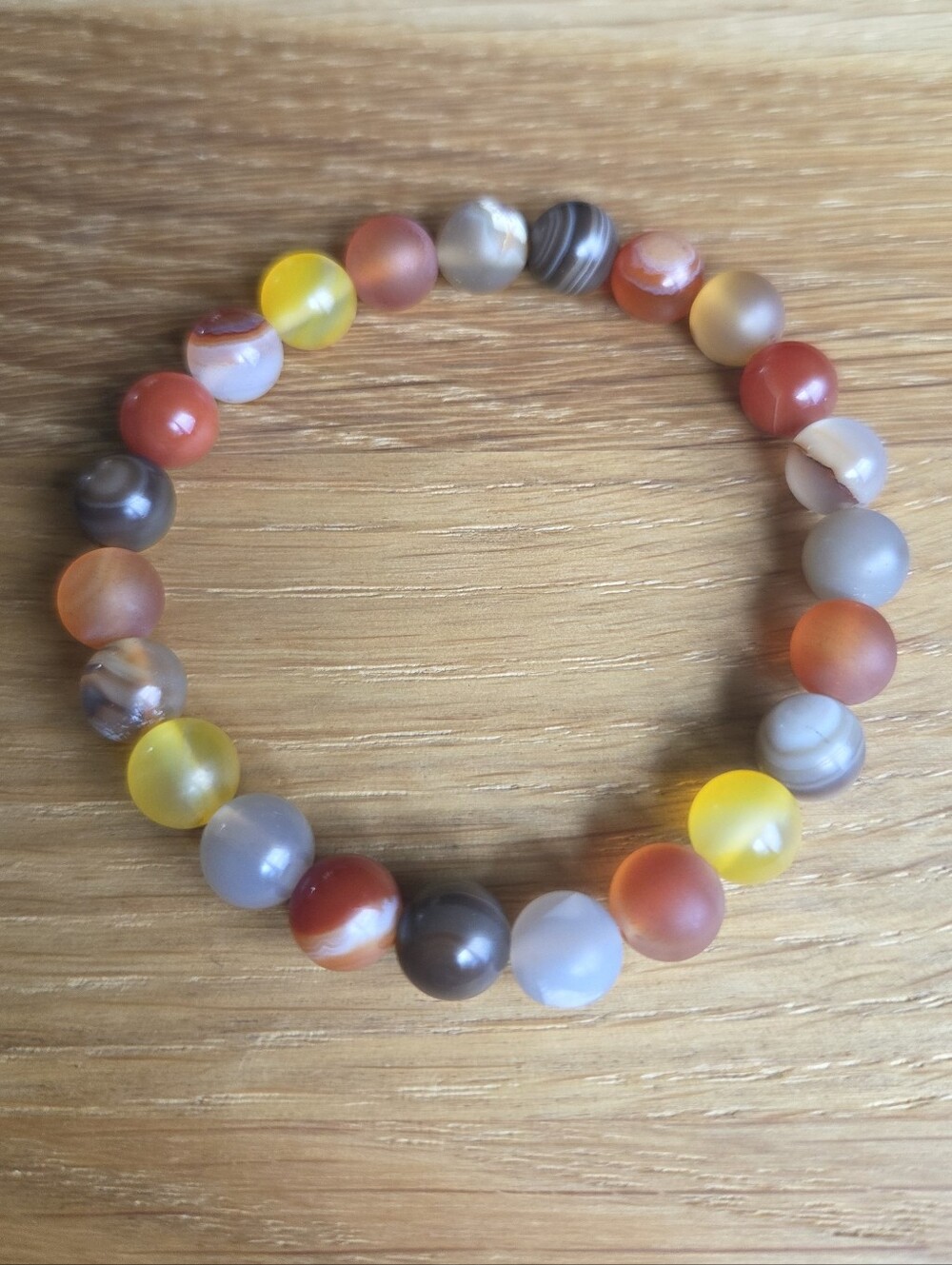 Carnelian & Agate Beaded Stretch Beaded Bracelet | Handmade